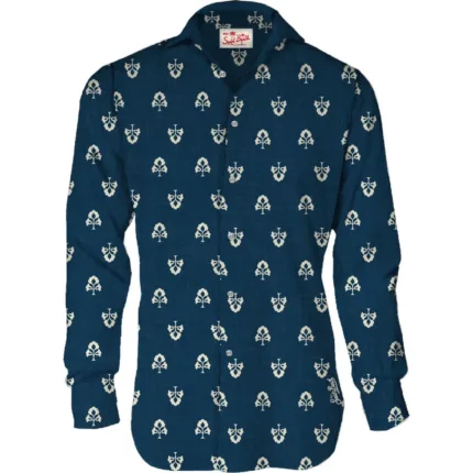 Camicia in Lino Mc2 Saint Barth Fantasia Blu art. Pamplona Linen Shillong Flower 61