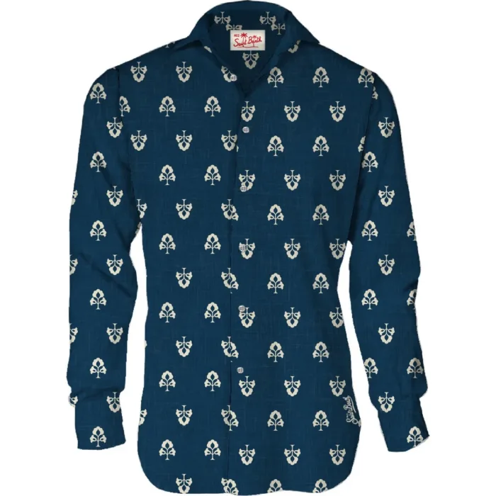 Camicia in Lino Mc2 Saint Barth Fantasia Blu art. Pamplona Linen Shillong Flower 61, foto 1 di 1