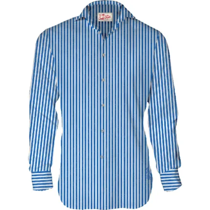 Camicia in Lino  Mc2 Saint Barth Bianca e Righe Blu art. Pamplona Linen Stripes 17