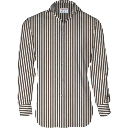 Camicia in Lino  Mc2 Saint Barth Bianca e Righe Marroni art. Pamplona Linen Stripes 18
