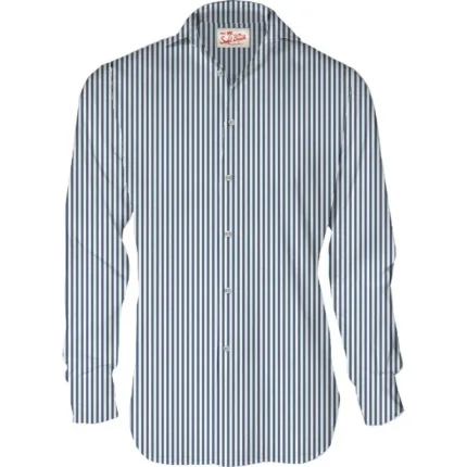 Camicia in Cotone Mc2 Saint Barth Righe Bianche e Blu art. Pamplona Seersucker Stripes S 61