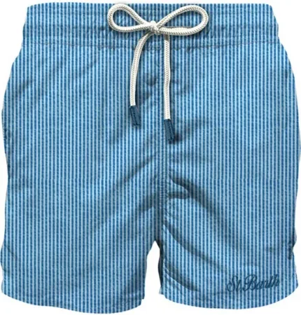 Costume Mc2 Saint Barth a Righe Bianche e Azzrre art. Patmos Seersucker Stripes 17 L EMB