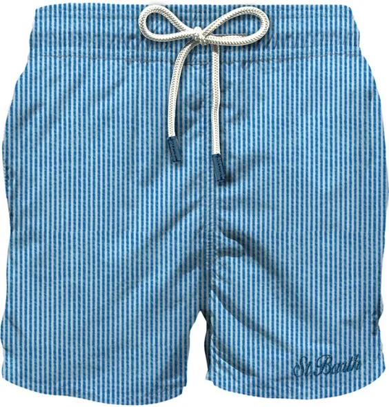 Costume Mc2 Saint Barth a Righe Bianche e Azzrre art. Patmos Seersucker Stripes 17 L EMB, foto 1 di 1