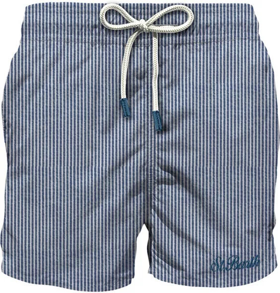 Costume Mc2 Saint Barth a Righe Bianche e Blu art. Patmos Seersucker Stripes 61 L EMB, foto 1 di 1