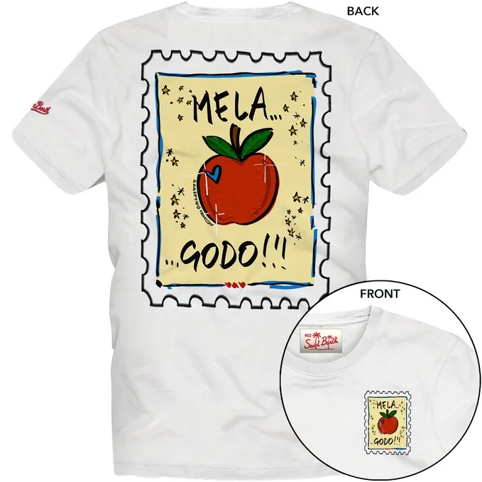 T-shirt Mc2 Saint Barth Bianca art. Portland Mela Godo 01N, foto 1 di 1
