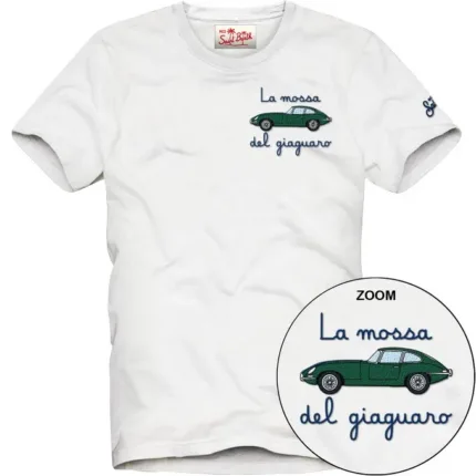 T-shirt Mc2 Saint Barth Bianca art. Portofino Car Giaguaro 01N EMB