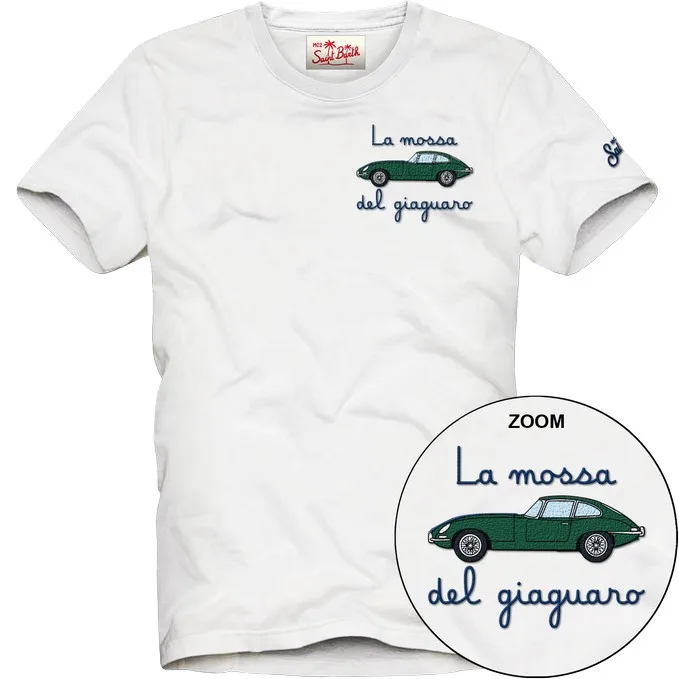 T-shirt Mc2 Saint Barth Bianca art. Portofino Car Giaguaro 01N EMB, foto 1 di 1