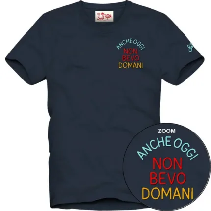 T-shirt Mc2 Saint Barth Blu art. Portofino Non Bevo 61 Emb