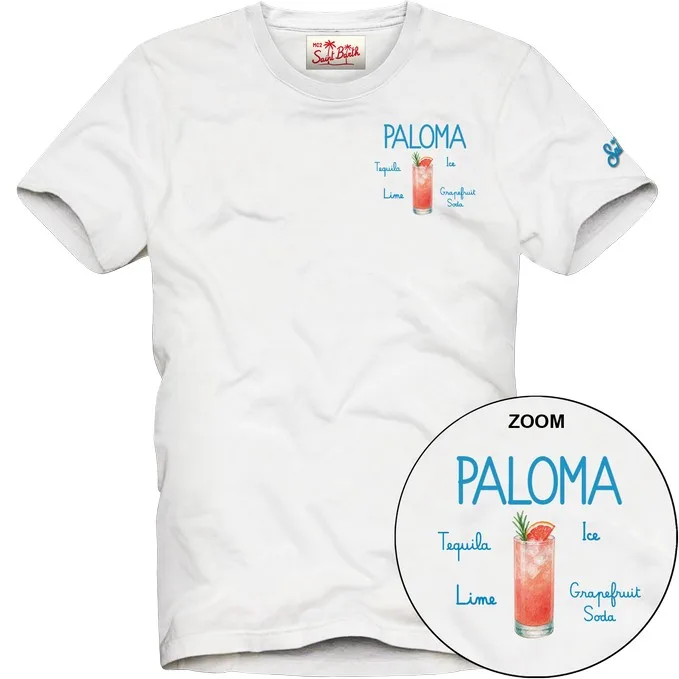 T-shirt Mc2 Saint Barth Bianca art. Portofino Paloma Recipe 01N EMB, foto 1 di 1