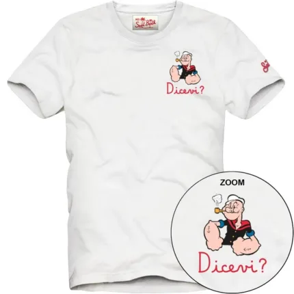 T-shirt Mc2 Saint Barth Bianca art. Portofino Popeye Dicevi 01N EMB