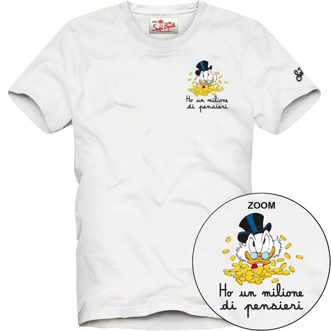T-shirt Mc2 Saint Barth Bianca art. Portofino Scrooge Pensieri 01N Emb, foto 1 di 1