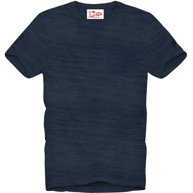 T-shirt con Taschino Mc2 Saint Barth Rosa art. President 61 Blue Navy, foto 1 di 1