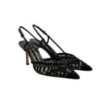 Slingback Ninalilou in Pelle Nera e Dettagli in Pizzo Tacco 9 cm art. 361275V7 - immagine 2