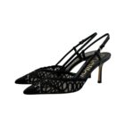 Slingback Ninalilou in Pelle Nera e Dettagli in Pizzo Tacco 9 cm art. 361275V7 - immagine 4