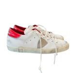 Sneakers Uomo Philippe Model Paris Prsx in Pelle Bianca Spoiler Rosso cod. PRLU FG03