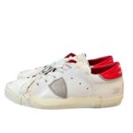 Sneakers Uomo Philippe Model Paris Prsx in Pelle Bianca Spoiler Rosso cod. PRLU FG03 - immagine 4