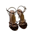 Sandalo Lella Baldi in Raso Maculato E Applicazione Gioiello Tacco 10 cm art. L150T - immagine 3