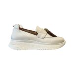 Mocassino Lorenzo Mari in Nappa Bianca con Dettagli Cuoio H 4 cm art. Amber 9