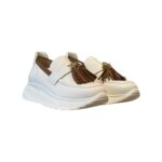 Mocassino Lorenzo Mari in Nappa Bianca con Dettagli Cuoio H 4 cm art. Amber 9 - immagine 2