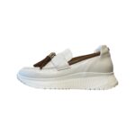 Mocassino Lorenzo Mari in Nappa Bianca con Dettagli Cuoio H 4 cm art. Amber 9 - immagine 4