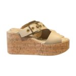 Sandali con zeppa in Sughero Lorenzo Mari in nappa Nude, Plateau 4 cm zeppa 8 cm art. Mery 02