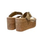 Sandali con zeppa in Sughero Lorenzo Mari in nappa Nude, Plateau 4 cm zeppa 8 cm art. Mery 02 - immagine 2