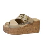Sandali con zeppa in Sughero Lorenzo Mari in nappa Nude, Plateau 4 cm zeppa 8 cm art. Mery 02 - immagine 4