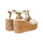 Sandali con zeppa in Sughero Lorenzo Mari in nappa Bianca, Plateau 4 cm zeppa 8 cm art. Mery 01 - immagine 2