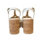 Sandali con zeppa in Sughero Lorenzo Mari in nappa Bianca, Plateau 4 cm zeppa 8 cm art. Mery 01 - immagine 3