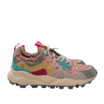 Sneakers Flower Mountain Donna in Camoscio Rosa e Nylon Fiorato art. Yamano 3 Woman 2F04 Sage Pink
