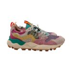 Sneakers Flower Mountain Donna in Camoscio Rosa e Mesh Glicine art. Yamano 3 Woman 3M77 PINK LILAC YELLOW