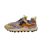 Sneakers Flower Mountain Donna in Camoscio Giallo e Nylon Fiorato art. Yamano 3 Woman 1G06 Yellow-Blue Zucca - immagine 2