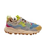 Sneakers Flower Mountain Donna in Camoscio Giallo e Mesh Celeste art. Yamano 3 Woman 1G07 Yellow Azure