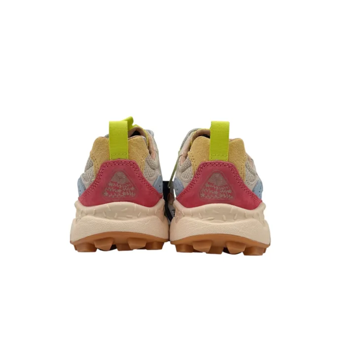 Sneakers Flower Mountain Donna in Camoscio Giallo e Mesh Celeste art. Yamano 3 Woman 1G07 Yellow Azure, foto 5 di 5