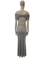 Abito Donna Lungo Twentyfourhaitch in Jersey Strass Art. Key Argento Argento - immagine 3