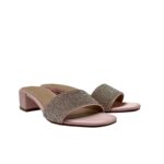 Sandalo Mules Twentyfourhaitch in Raso Cipria e Strass Tacco 4 cm art. Junco Cipria - immagine 2