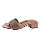 Sandalo Mules Twentyfourhaitch in Raso Cipria e Strass Tacco 4 cm art. Junco Cipria - immagine 4