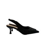 Slingback Twentyfourhaitch in Raso Nera e Strass Taccco 7 cm art. Phuket Nero