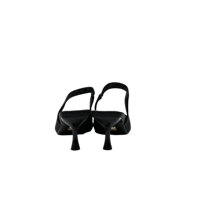 Slingback Twentyfourhaitch in Raso Nera e Strass Taccco 7 cm art. Phuket Nero, foto 5 di 5