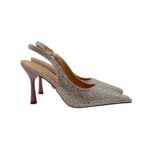 Slingback Twentyfourhaitch in Raso Cipria e Strass Tacco 9 cm art. Eindhoven Cipria