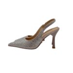 Slingback Twentyfourhaitch in Raso Cipria e Strass Tacco 9 cm art. Eindhoven Cipria - immagine 4