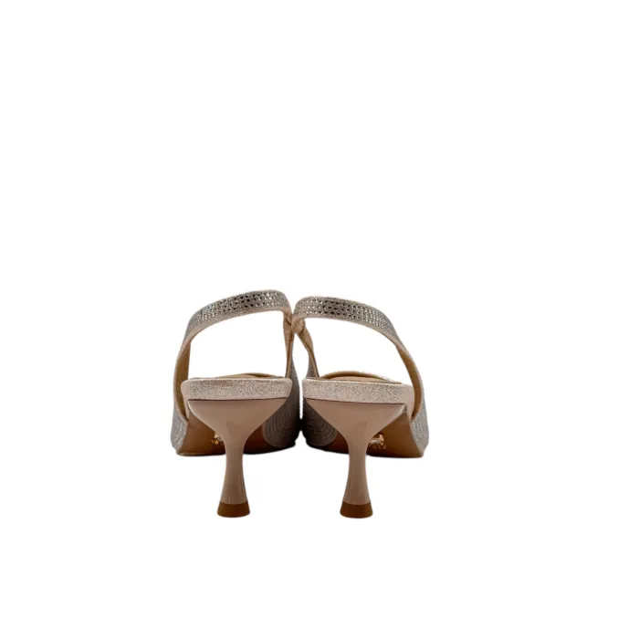 Slingback Twentyfourhaitch in Raso Cipria e Strass Tacco 7 cm art. Phuket Cipria Crystal, foto 5 di 5