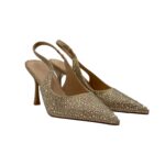 Slingback Twentyfourhaitch in Raso Oro e Strass Tacco 9 cm art. Eindhoven Oro - immagine 2