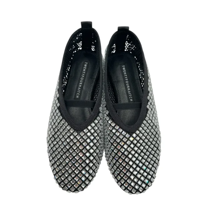 Ballerina Twentyfourhaitch a Rete con Applicazioni Strass art. Bounty Nero-Argento, foto 3 di 5