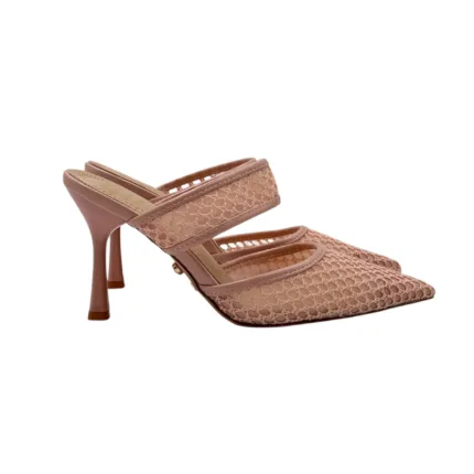 Slingback Twentyfourhaitch in Tessuto Traforato E Pelle Rosa Cipria Tacco 10 cm art. Dianis Cipria