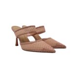 Slingback Twentyfourhaitch in Tessuto Traforato E Pelle Rosa Cipria Tacco 10 cm art. Dianis Cipria - immagine 2