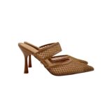 Slingback Twentyfourhaitch in Tessuto Traforato E Pelle Beige Sabbia Tacco 10 cm art. Dianis Sabbia