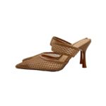 Slingback Twentyfourhaitch in Tessuto Traforato E Pelle Beige Sabbia Tacco 10 cm art. Dianis Sabbia - immagine 3