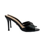 Sabot Twentyfourhaitch in Pelle Effetto Coccodrillo 10 cm art. Brandinchi Nero