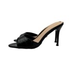 Sabot Twentyfourhaitch in Pelle Effetto Coccodrillo 10 cm art. Brandinchi Nero - immagine 4